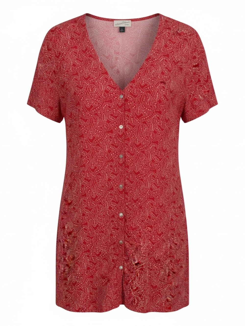 Women’s Red V-Neck Button Front Women’s Top